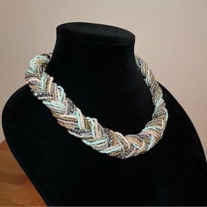 French Fashion Braided Multi-strand Beaded Collar Vintage Necklace